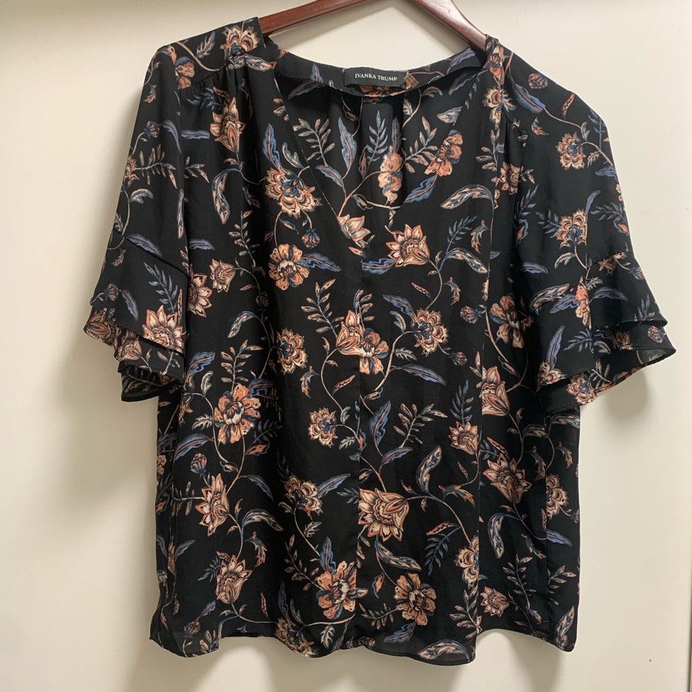 Flowy Floral Black Top by Ivanka Trump